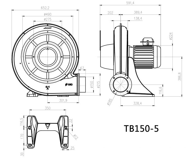 TB150-5鼓风机尺寸图